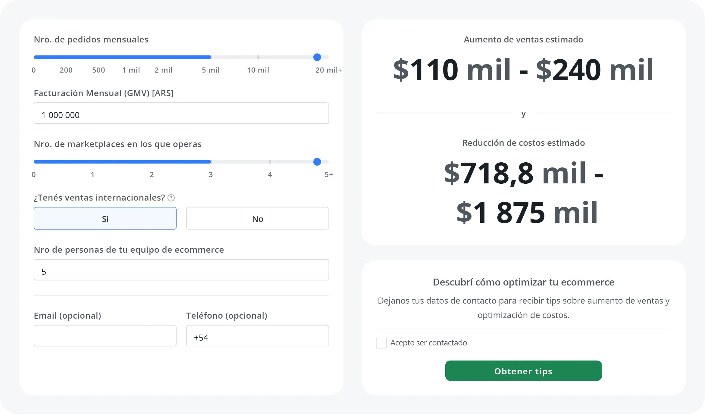 Calculadora de beneficios