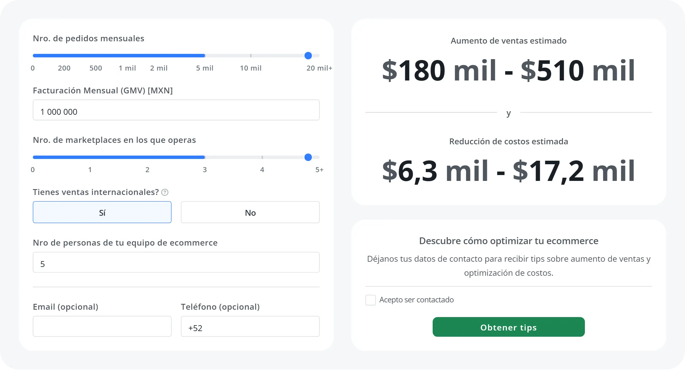 Calculadora de beneficios