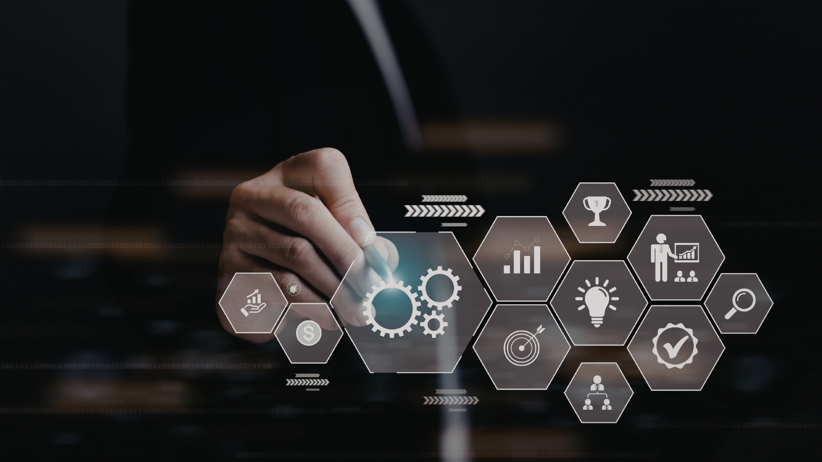 Business leader configuring operational processes on a digital dashboard, representing operational decisions that stop scaling beyond ₹50 Cr GMV.