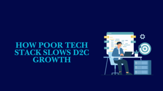poor D2C poor tech stack slows d2c growth illustration with ecommerce dashboard and operations