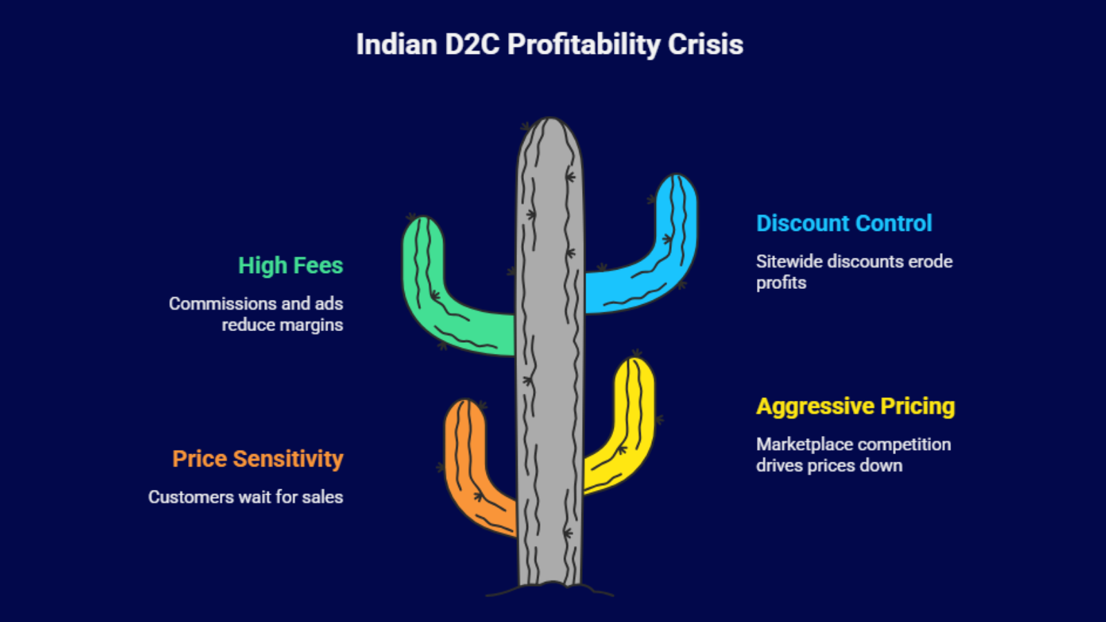 d2c profitability issues in india showing founder stress due to rising costs and low margins