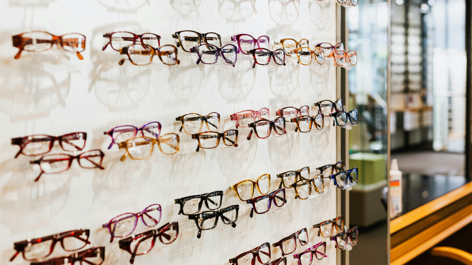 eyewear display showing lenskart store and fast moving accessories in retail environment