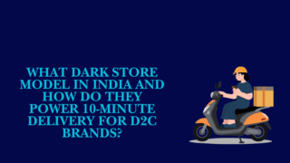 dark store model in india illustration with quick commerce delivery rider and instant delivery concept