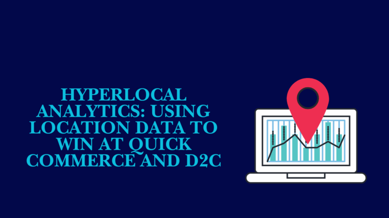 hyperlocal analytics quick commerce illustration with location pin and data dashboard