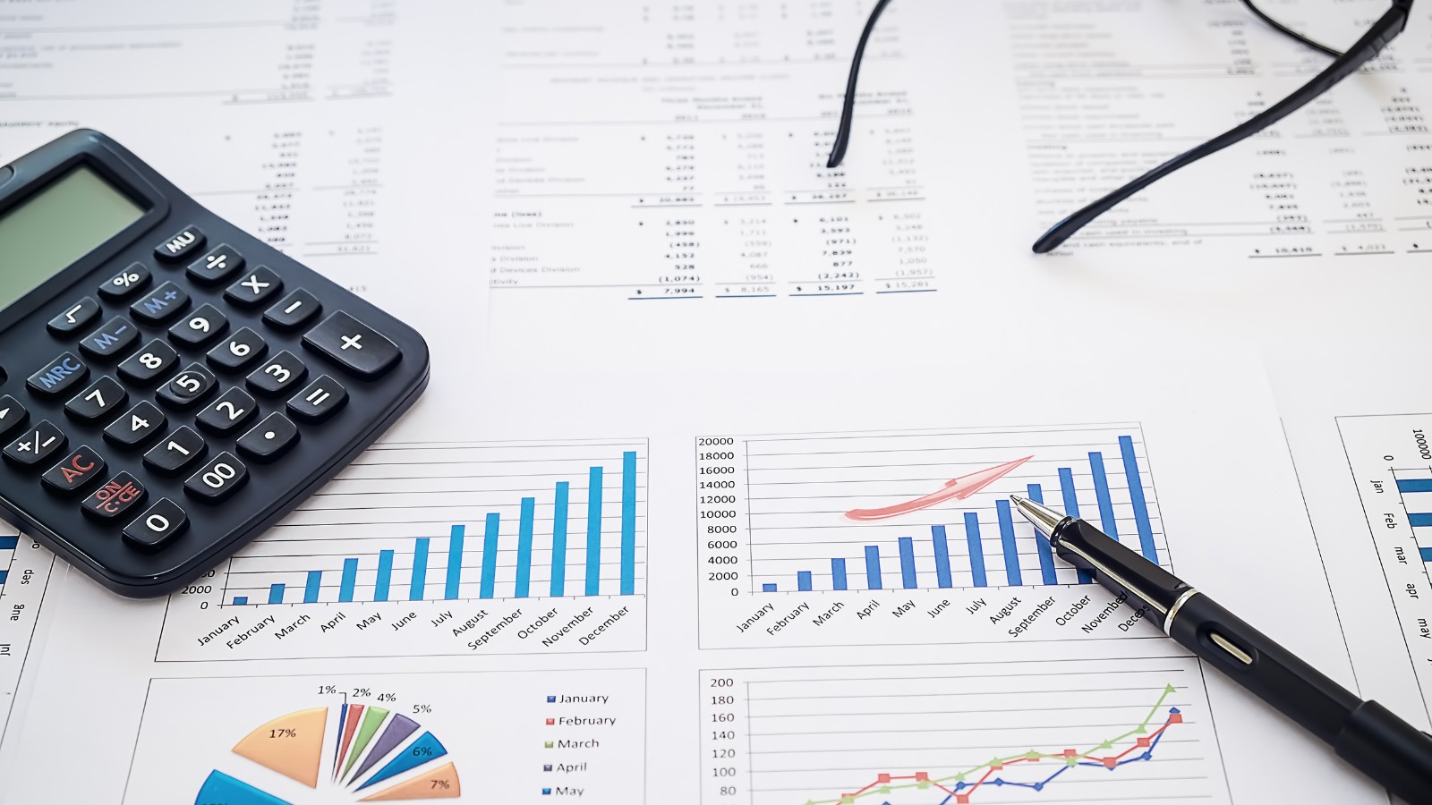contribution margin analysis image with calculator charts and financial planning concept