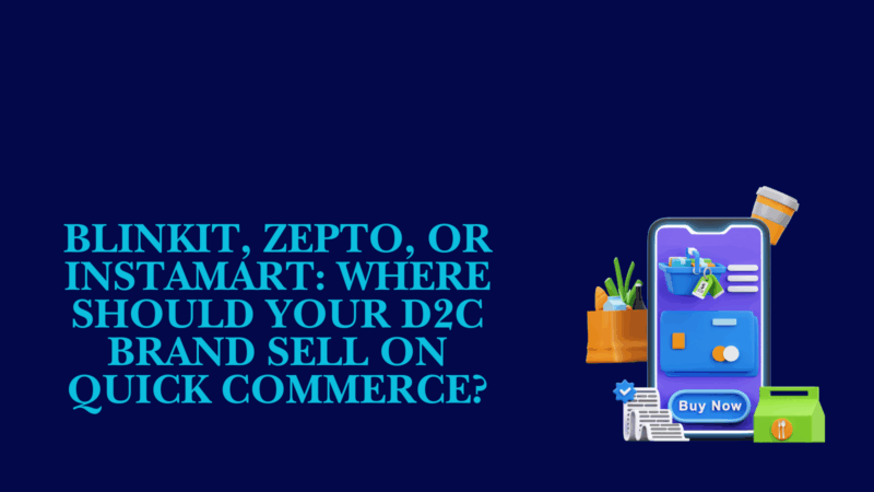 blinkit zepto instamart comparison illustration showing quick commerce mobile shopping and d2c ecosystem