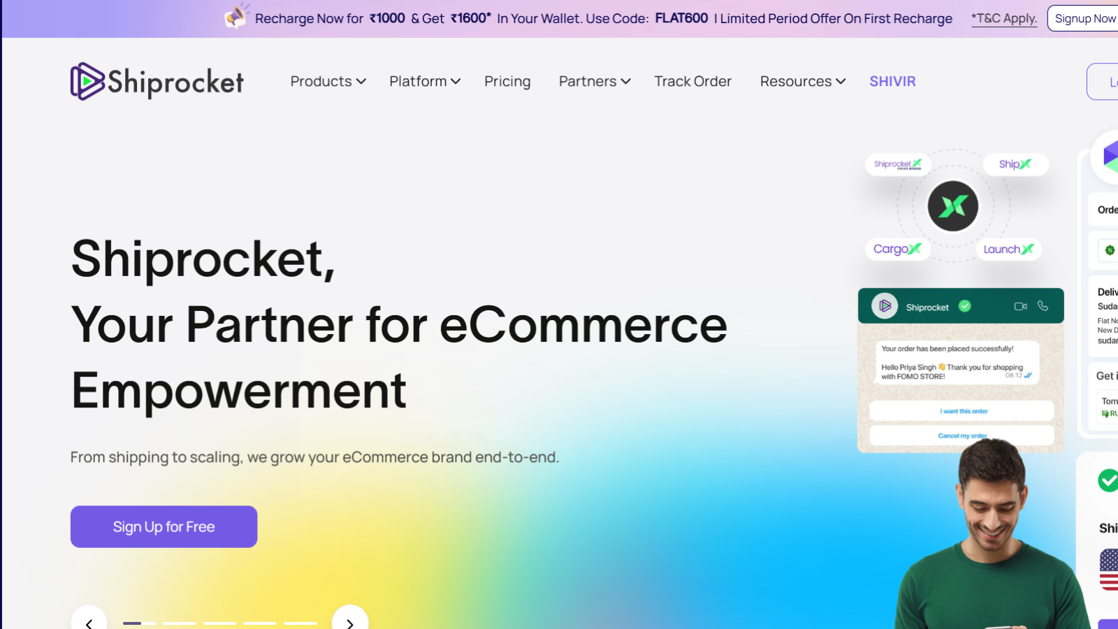 Shiprocket ecommerce shipping and order management platform