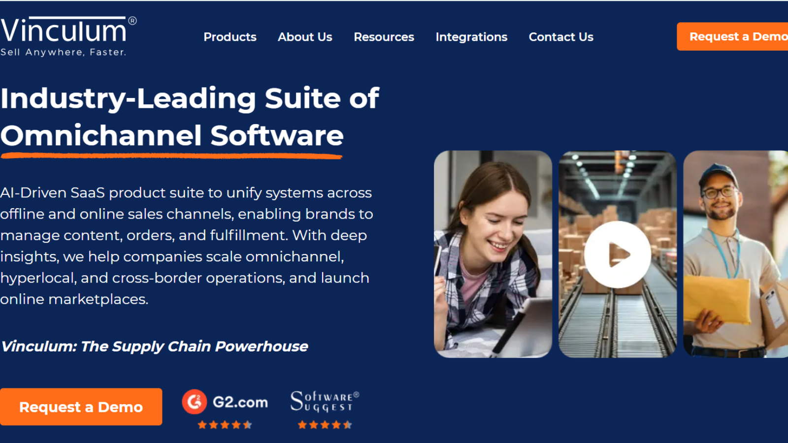 Vinculum Vin eRetail omnichannel commerce platform homepage