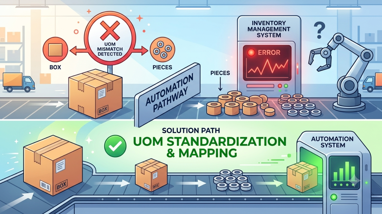 UOM standardization and mapping for accurate automated purchase orders and inventory management