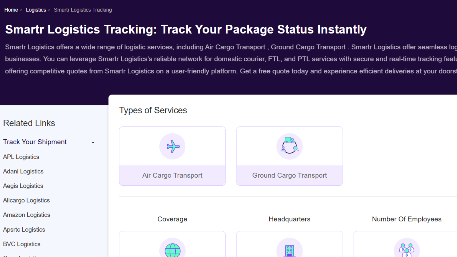 Smartr Logistics platform specializing in ecommerce shipping and returns