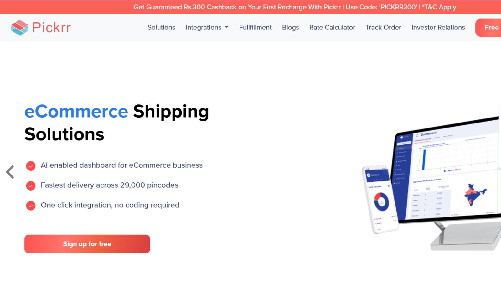 Pickrr shipping aggregator platform for SMB ecommerce brands