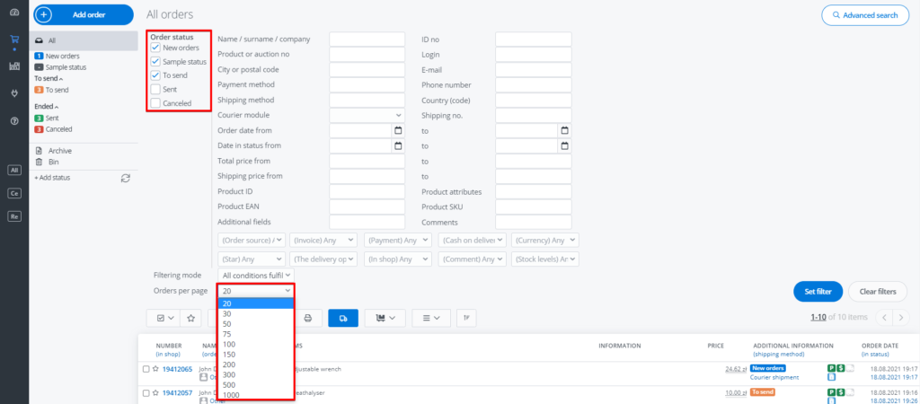 Order List – how to use - Help Center | Base.com