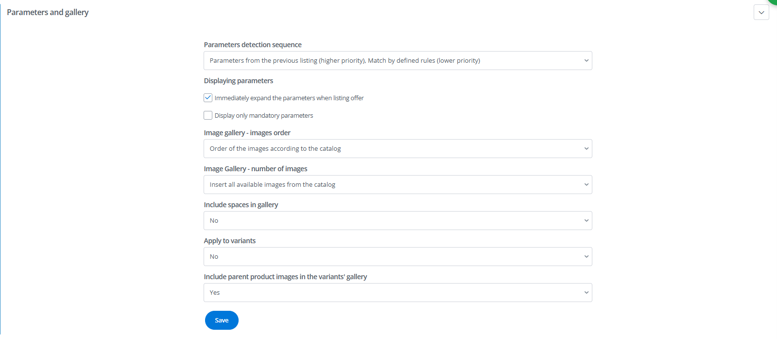 Parameters and gallery - eBay