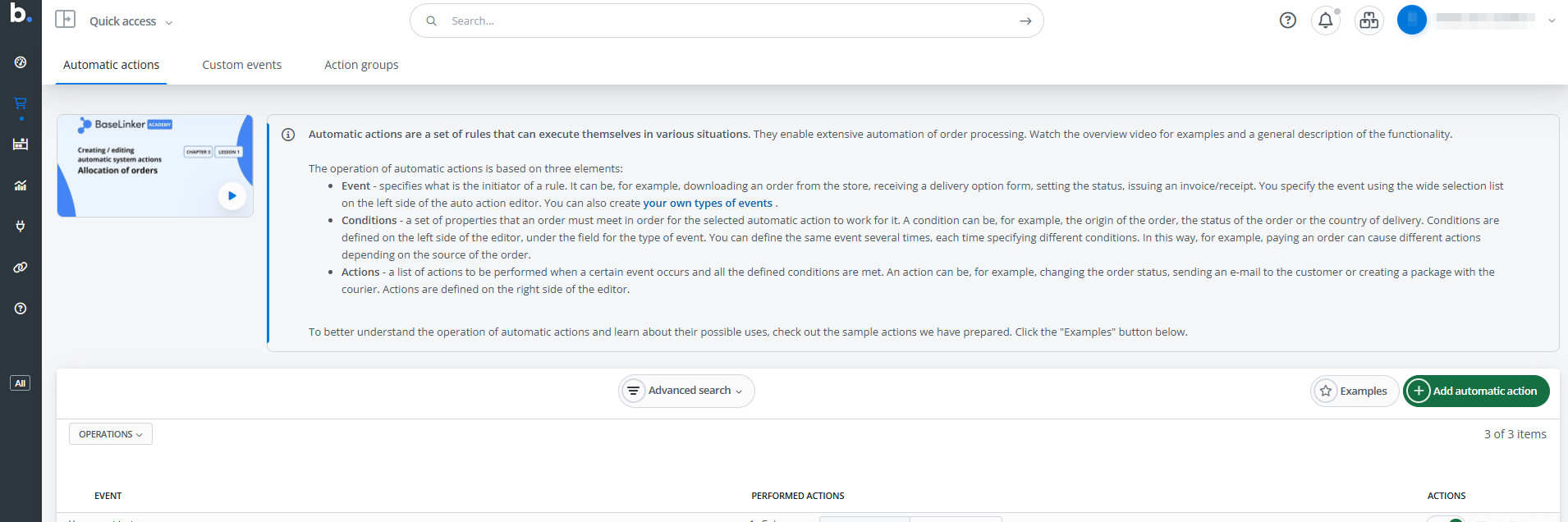 Custom events Base.com