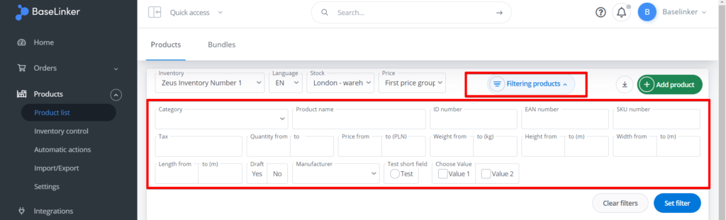 Product list - Help Center | Base.com