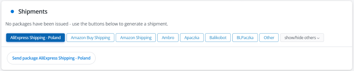 Sending AliExpress Shipping parcels in Base