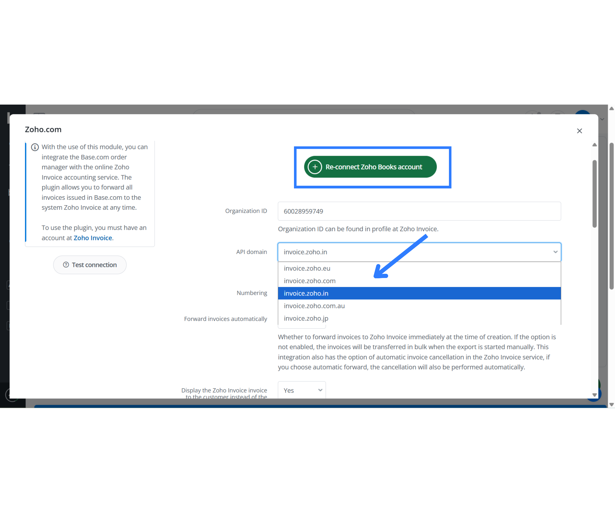 Zoho Invoice automation workflow in Base.com
