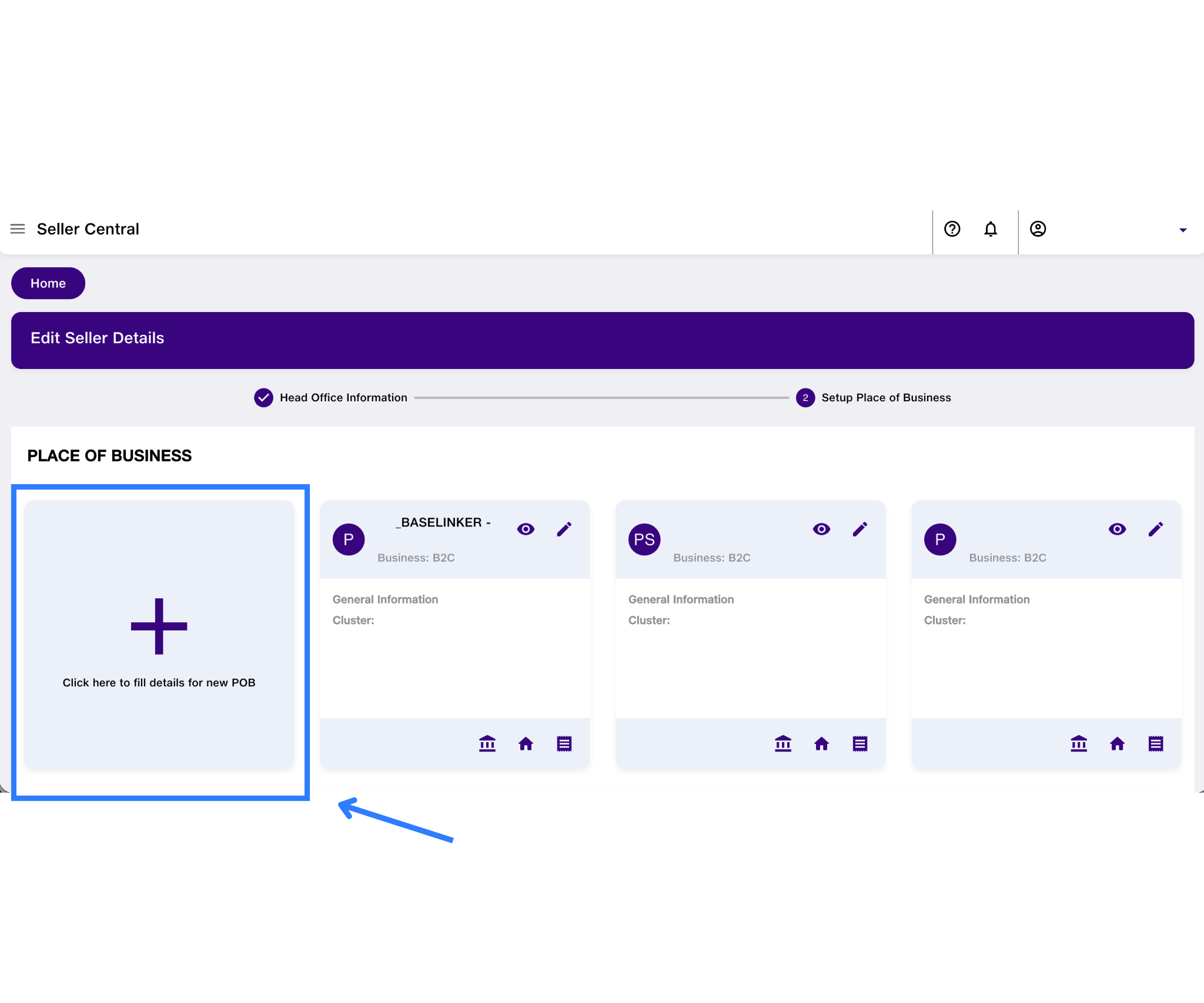 Ajio Seller POB credentials configuration inside Base.com