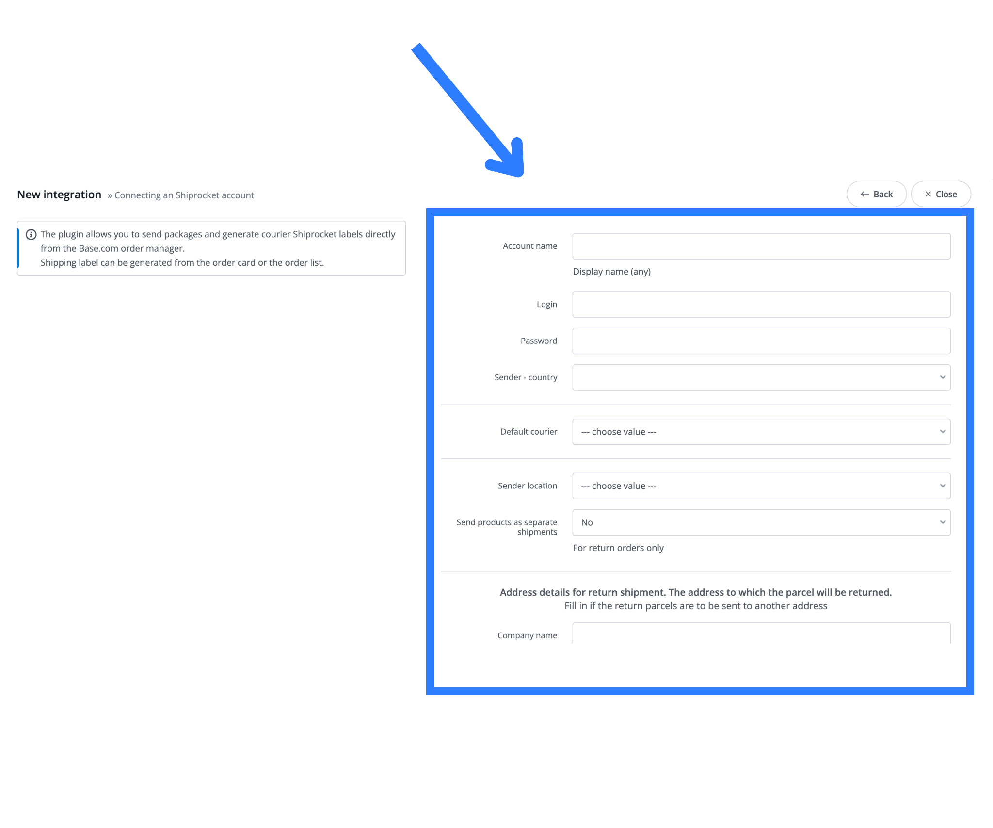 Shiprocket order dispatch and shipping label automation workflow in Base.com