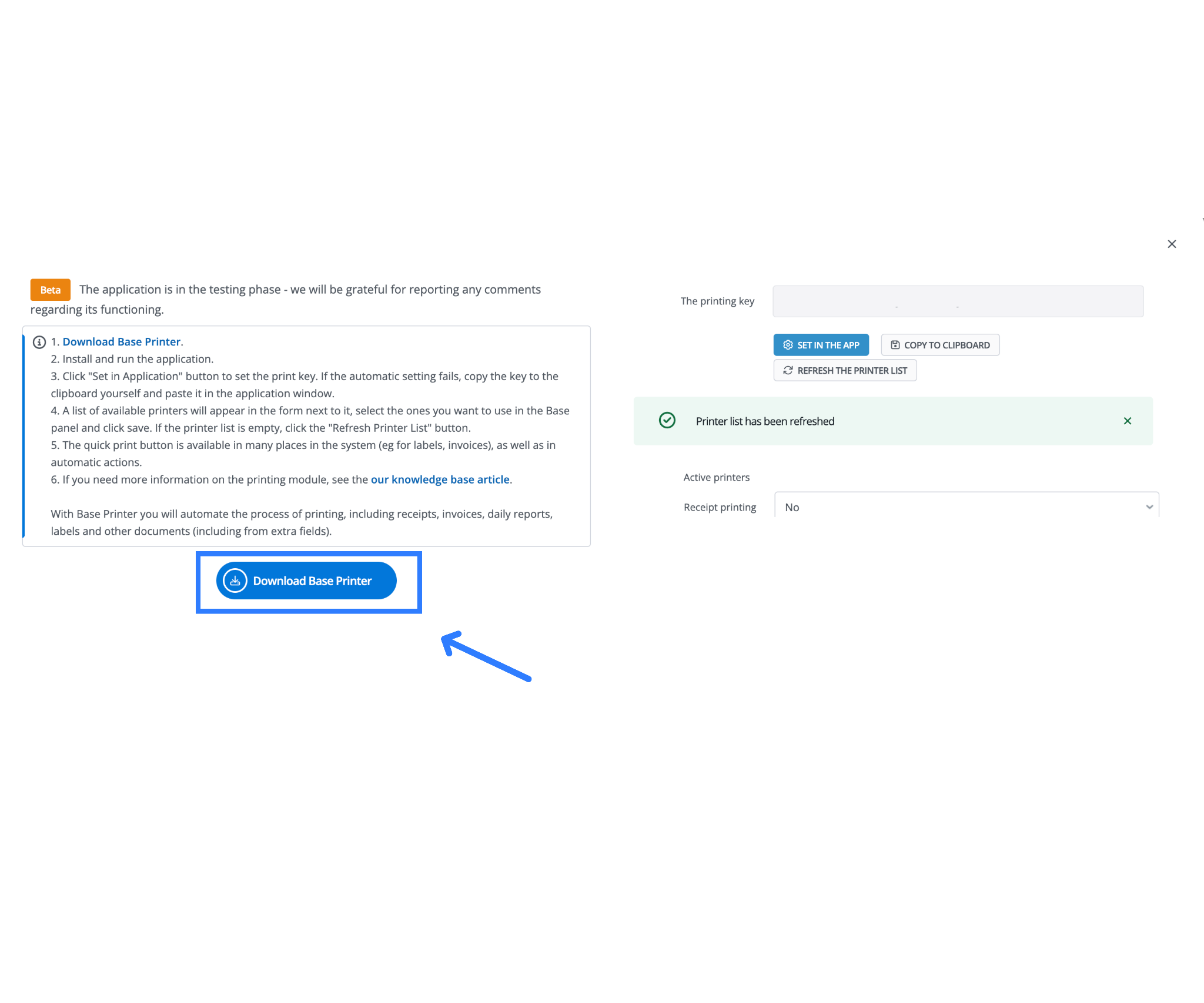 Simplified printing with Base Printer in warehouses and offices.