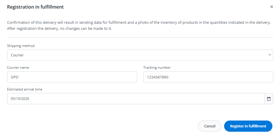 Placement option and carrier selection window for Amazon FBA shipment
