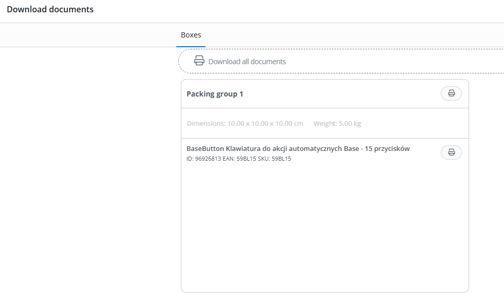 Downloading documents and labels for an Amazon FBA shipment