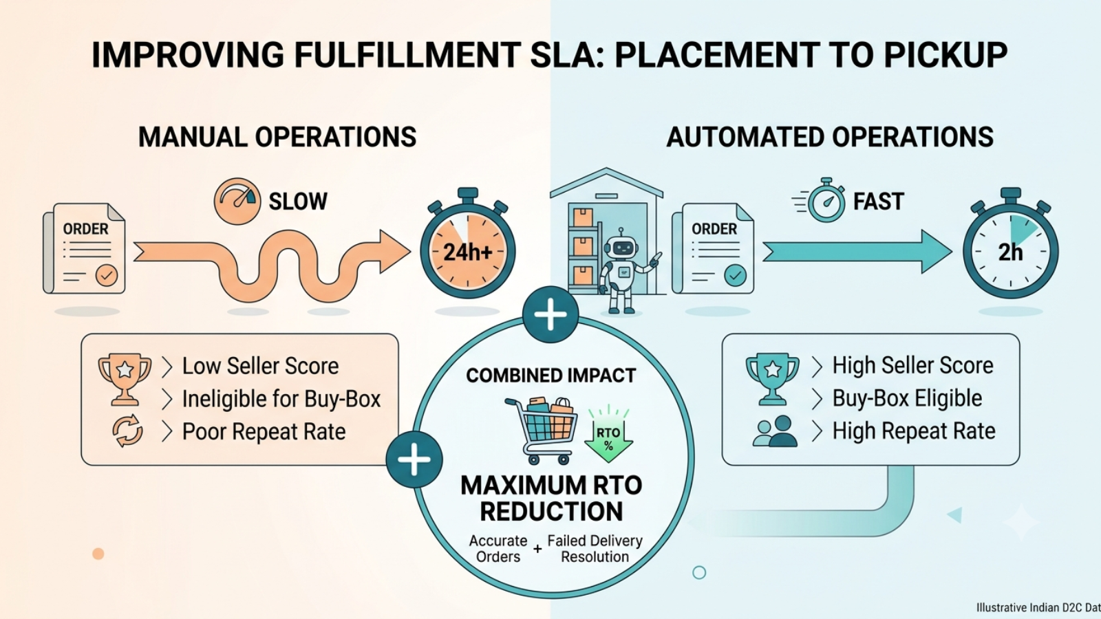 Comparison of manual and automated fulfilment workflows for faster dispatch and better SLA performance