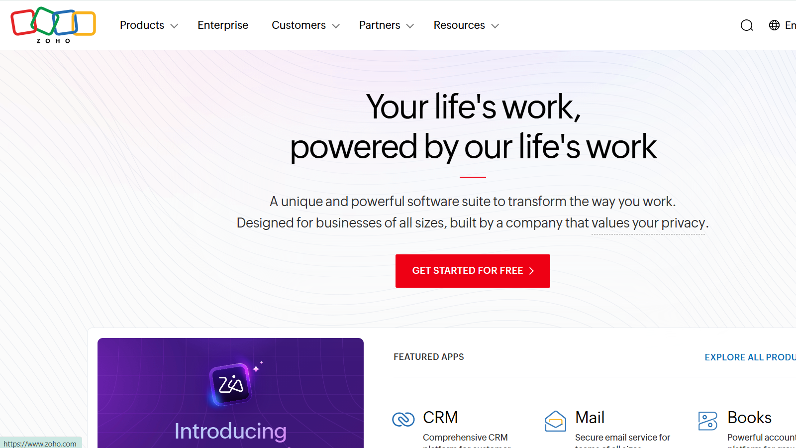 Zoho Inventory order and inventory management software homepage