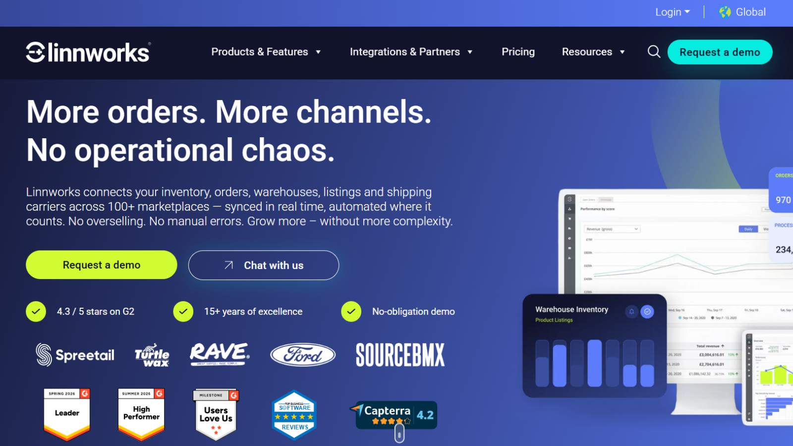 Linnworks ecommerce order management software homepage