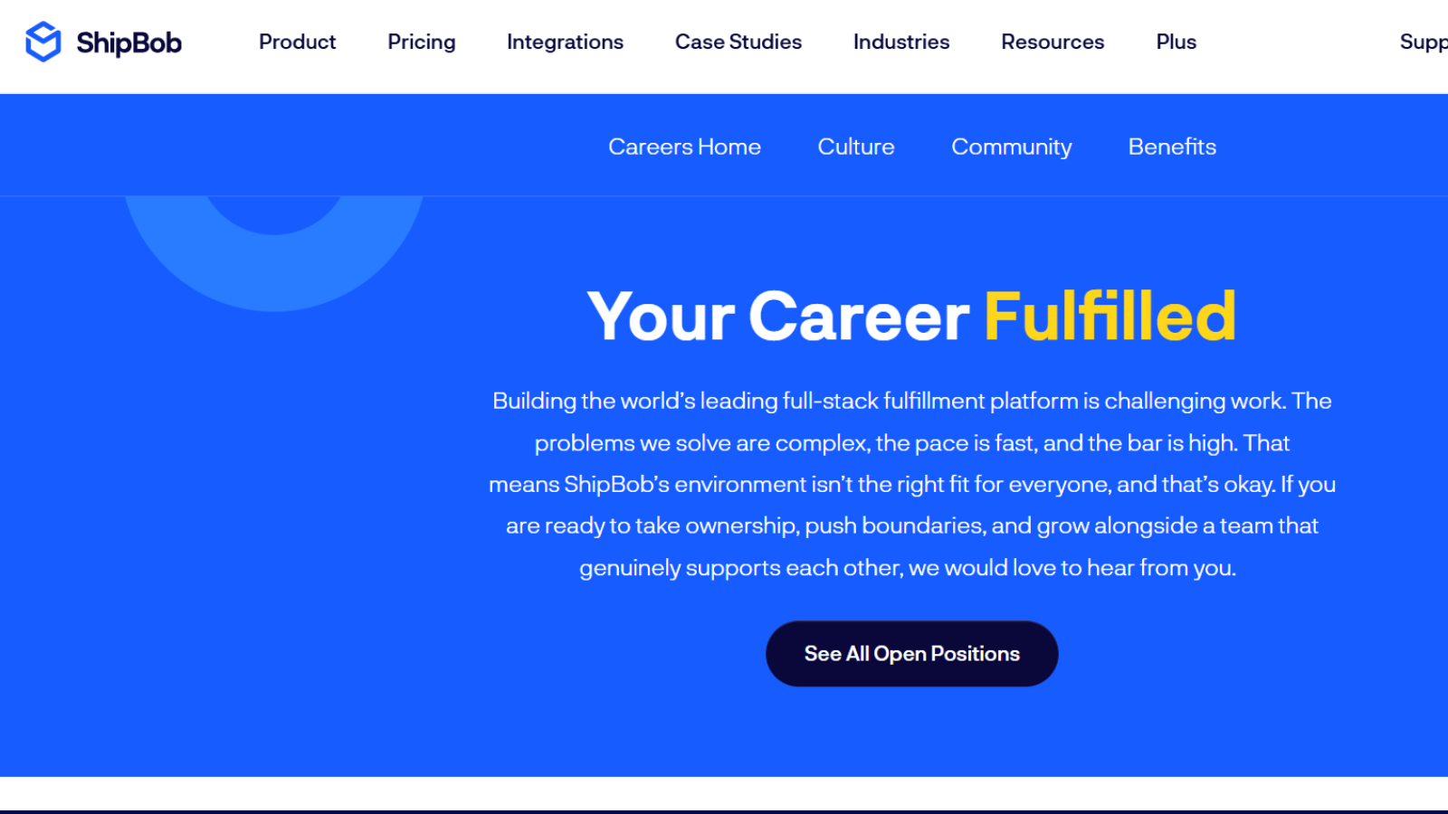 ShipBob fulfilment and ecommerce logistics platform homepage