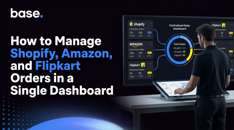 E-commerce operator viewing Shopify, Amazon, and Flipkart orders through a centralized order management dashboard.