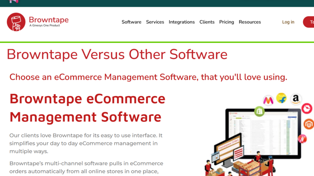Browntape ecommerce management software showing multichannel order aggregation across marketplaces and online stores
