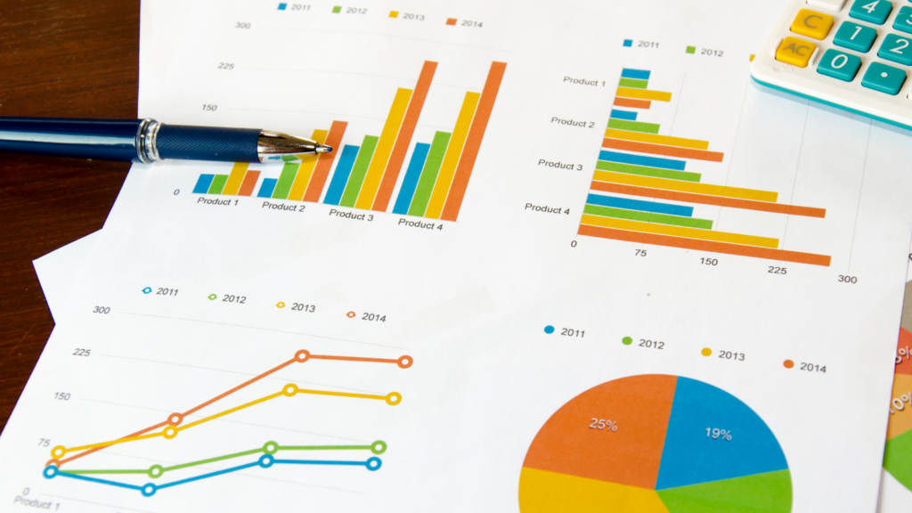 Ecommerce analytics dashboard with charts and reports used to monitor fashion catalog and product performance