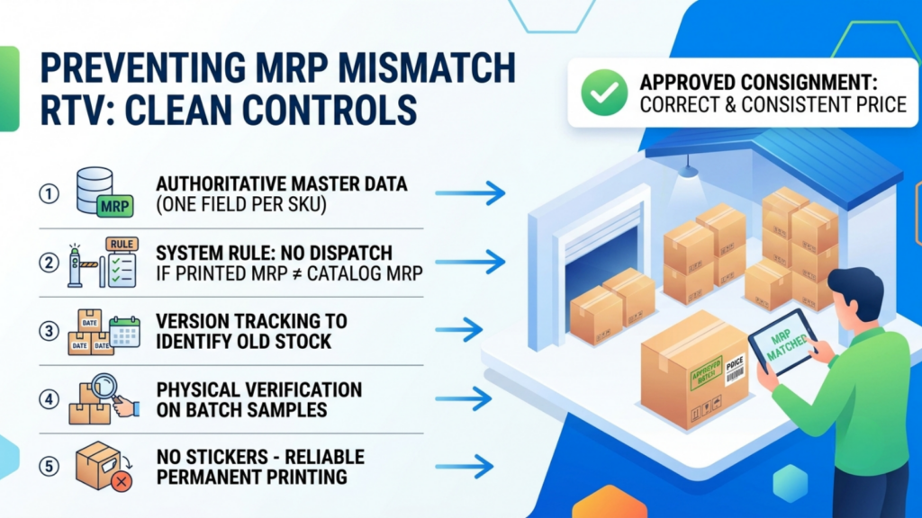 Blinkit MRP verification workflow showing catalog price matching physical product packaging before dispatch
