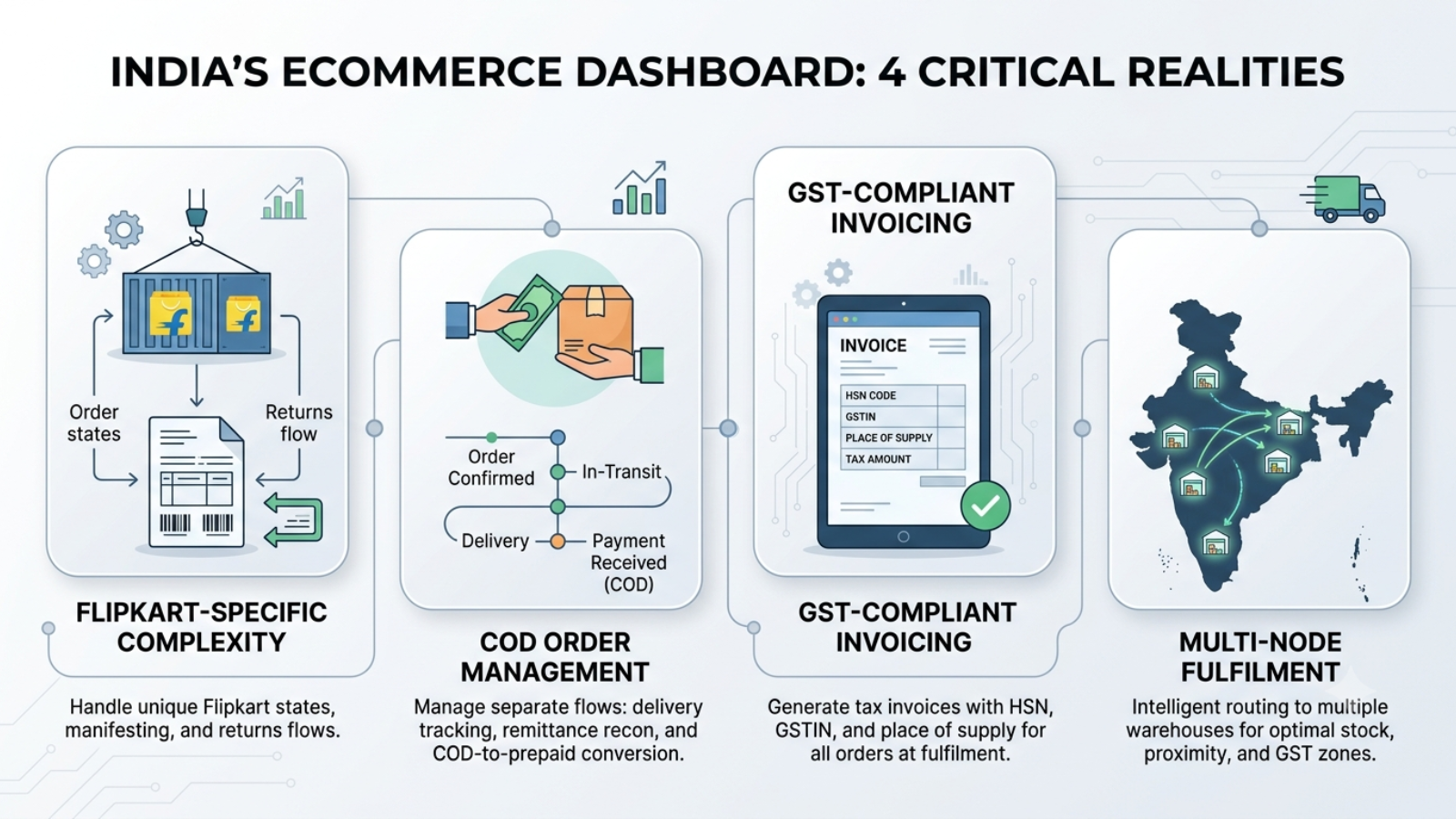 Comparison of managing orders across multiple portals versus a single unified dashboard