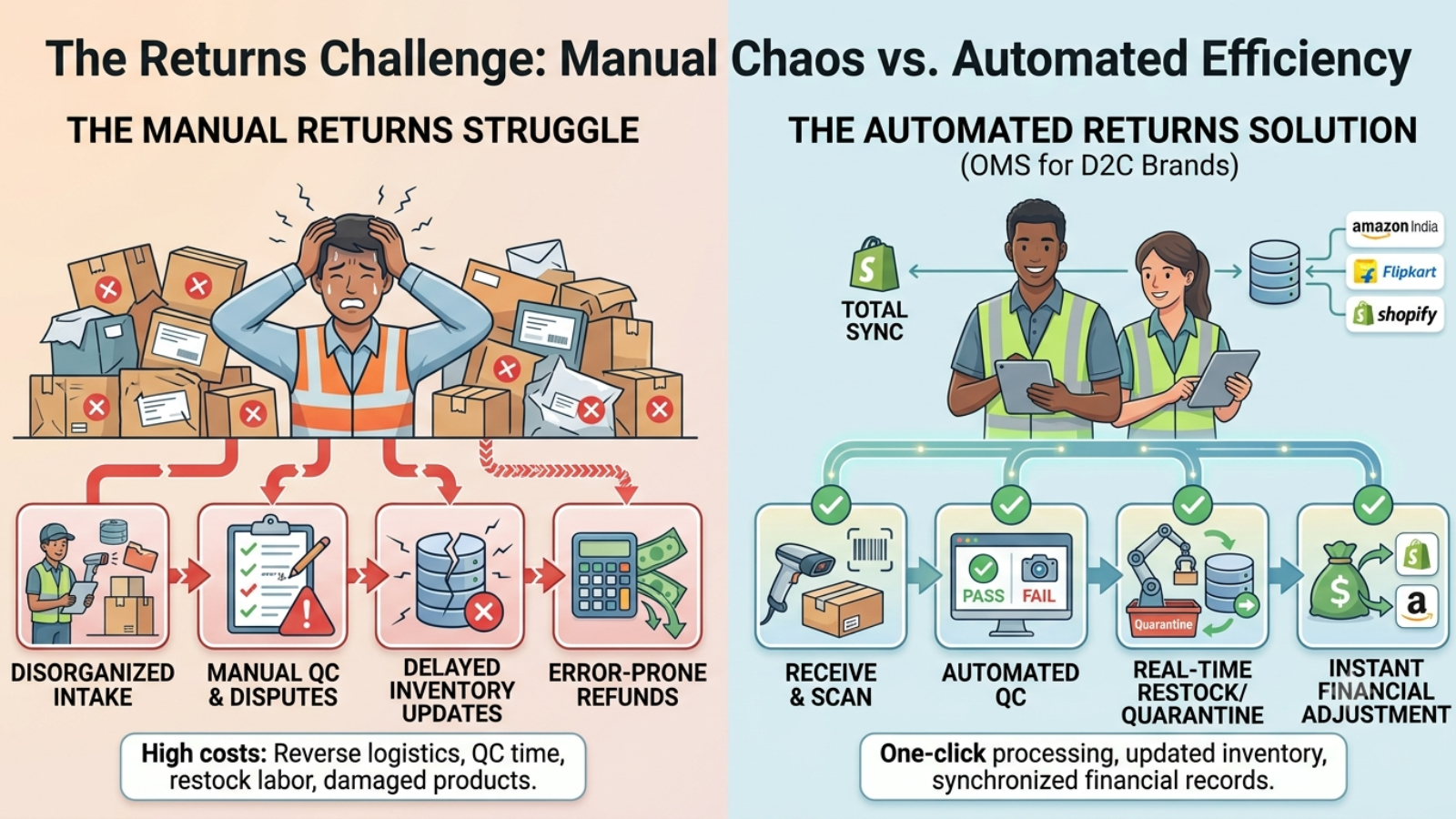 Automated returns management improving inventory accuracy and processing speed
