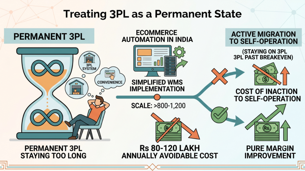 Infographic explaining why treating a 3PL as a permanent solution can increase fulfilment costs