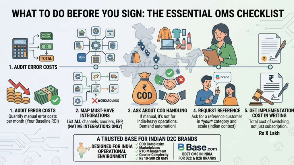 OMS evaluation checklist helping founders choose the right order management platform