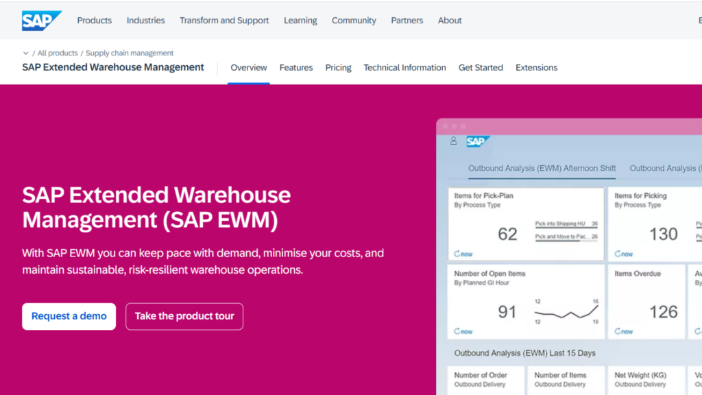 SAP Extended Warehouse Management enterprise software