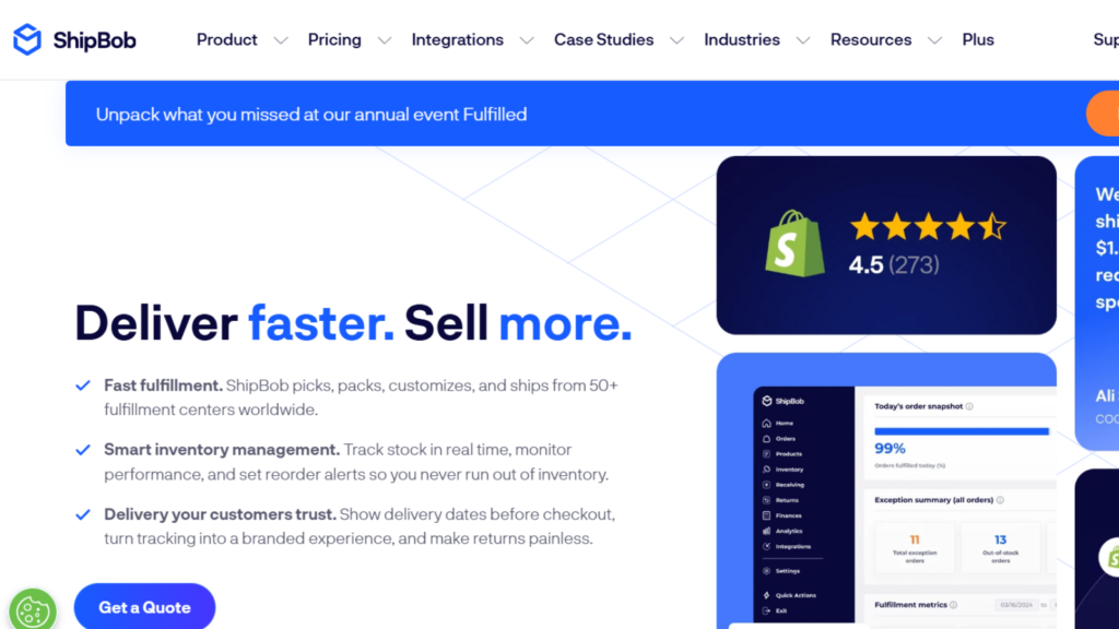 ShipBob warehouse management software for ecommerce fulfillment