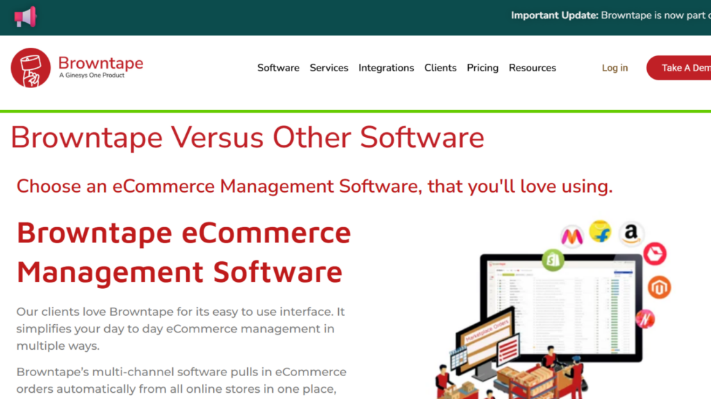 Browntape ecommerce management software for multi-channel orders and inventory