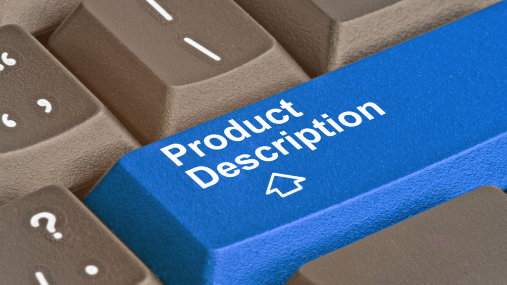 Product description concept representing key features and content optimization for marketplace listings