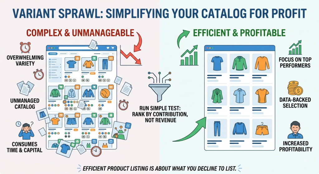 Meesho variant management showing controlled color and size combinations for an organized and manageable product catalog