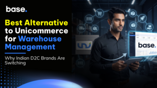 Best alternative to Unicommerce for warehouse management showing Base.com supporting growing Indian D2C brands
