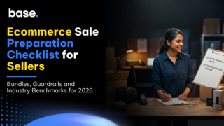 Ecommerce sale preparation checklist cover showing a seller planning a major sales event with a laptop