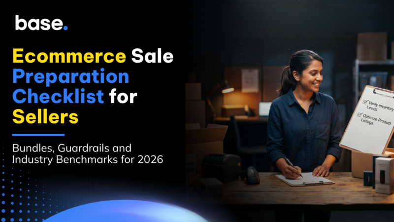 Ecommerce sale preparation checklist cover showing a seller planning a major sales event with a laptop