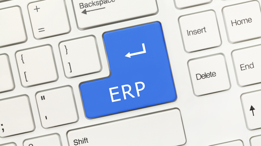 ERP software concept showing enterprise resource planning and centralized management of business operations