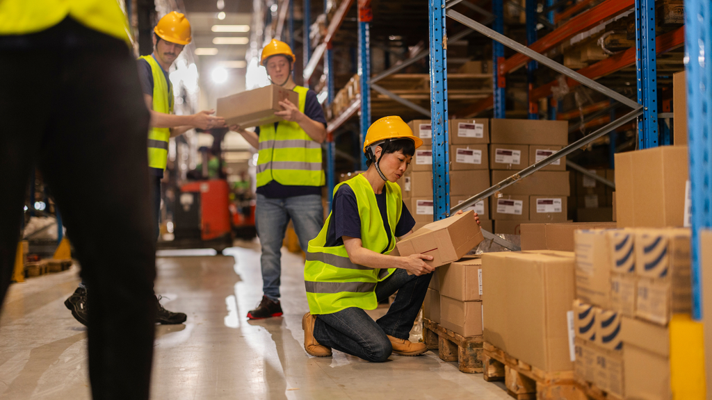 Multi-warehouse inventory management showing warehouse teams handling stock across storage locations and fulfillment operations