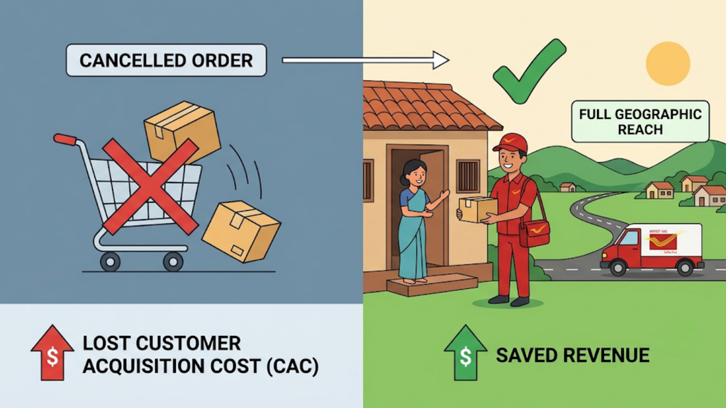 Multi-carrier shipping management system showing automated courier selection based on order, customer, product, and delivery data