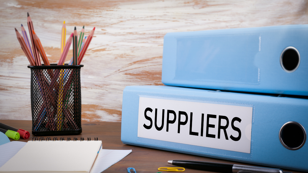 Supplier management concept showing supplier data, lead times, and procurement information connected to supply chain operations